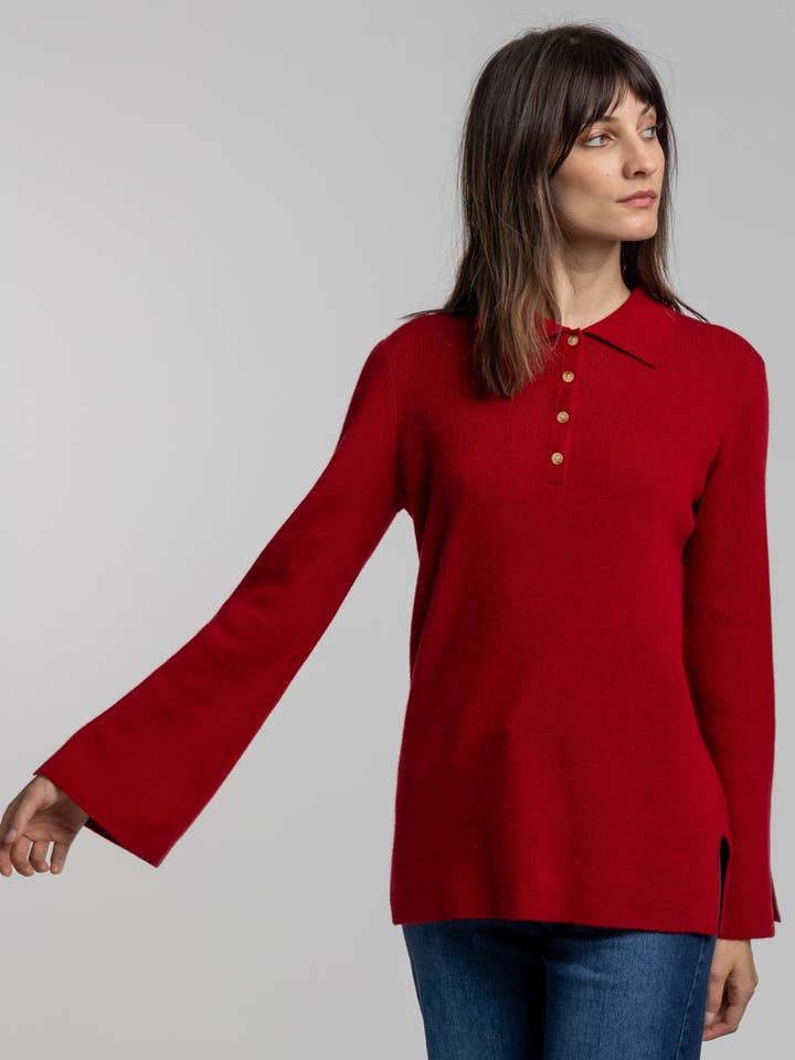 Maglione Polo Tunic in cashmere per la vendita all'ingrosso da parte di QUINN
