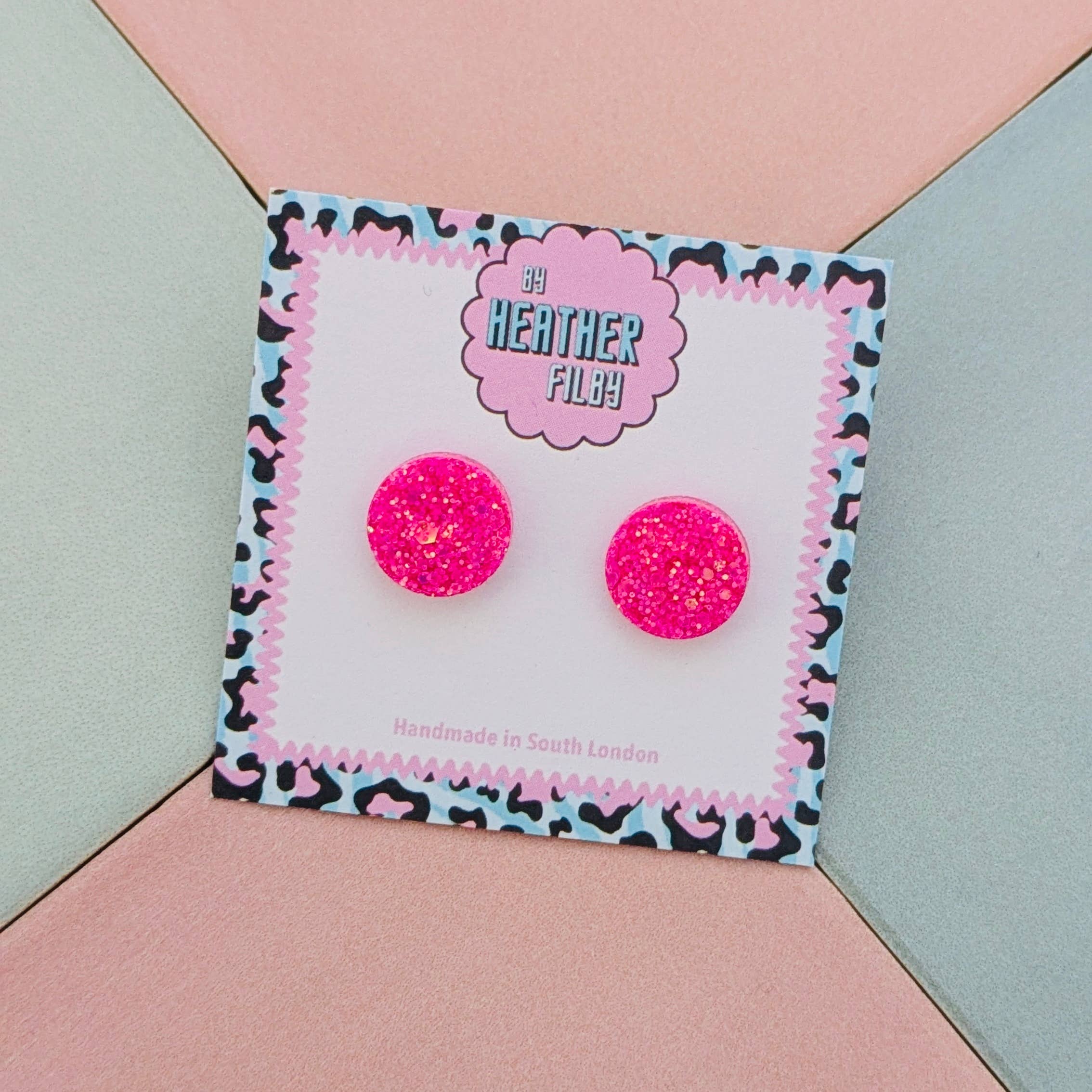 By Heather Filby – wholesale Stud/post earrings – Glitter Circle Stud Earrings (MORE COLOURS) - Best Seller6