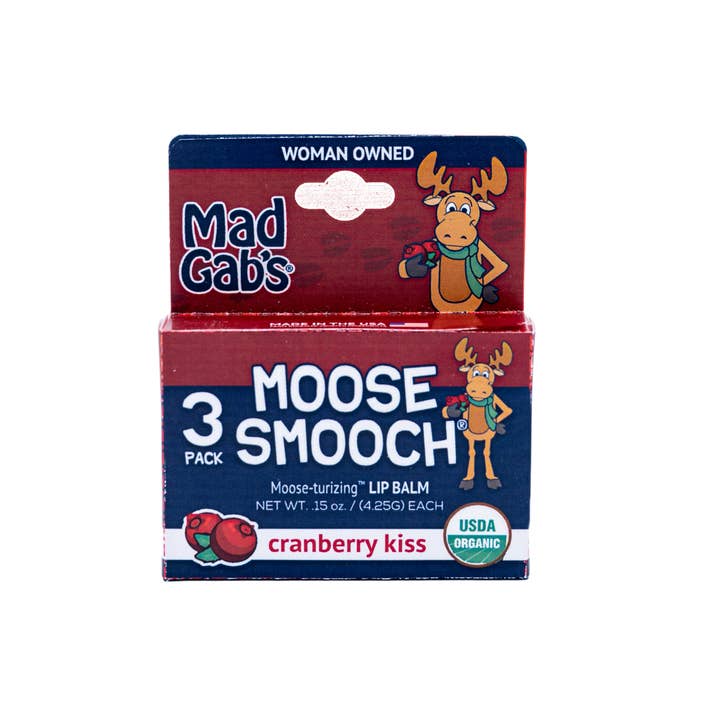 Mad Gab's - Wholesale Lip Balm - 3PK Organic Moose Smooch Cranberry Kiss Lip Balm Peg2
