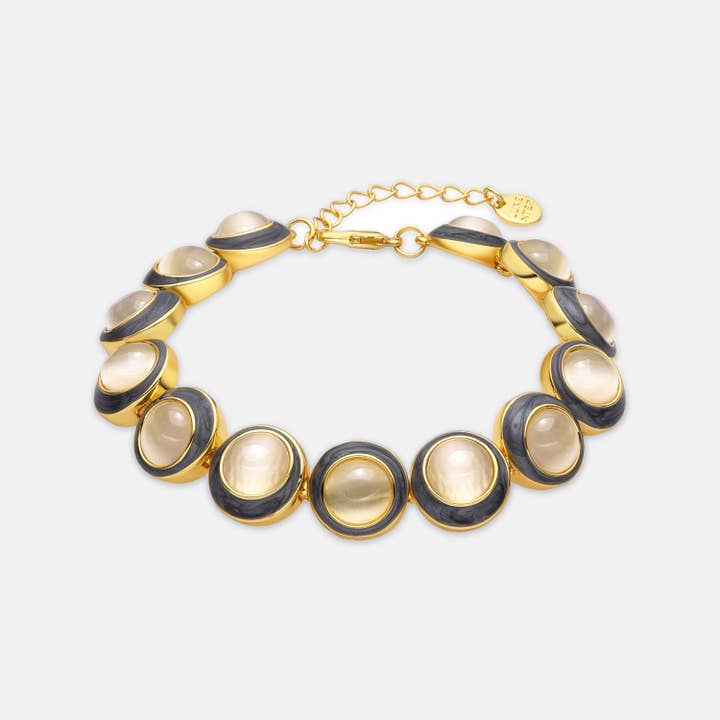 Luxenter - Wholesale Charm/Dangle Bracelet - Pulsera Luxenter con Ojo de Gato acabado oro 18k - Nawil5