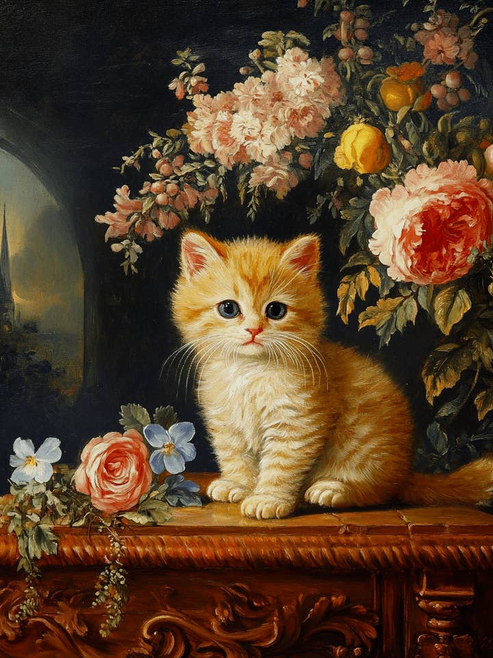 Vintage Ginger Kitten - Animal Still Life Wall Art Prints – 8″x10″ Artwork for 11″x14″ Frame for wholesale by Mowbi