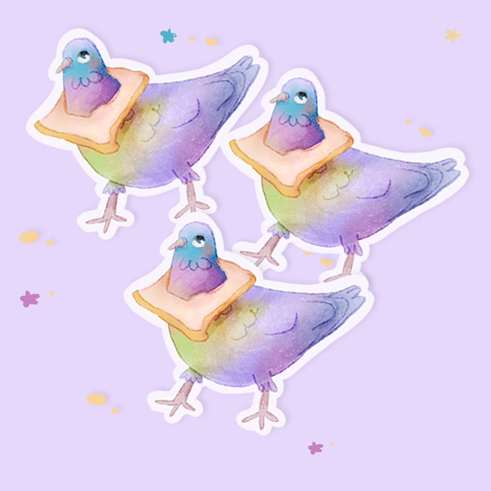 aPenas Illustrator - Wholesale Sticker - Pigeon with Bread Vinyl Sticker 0
