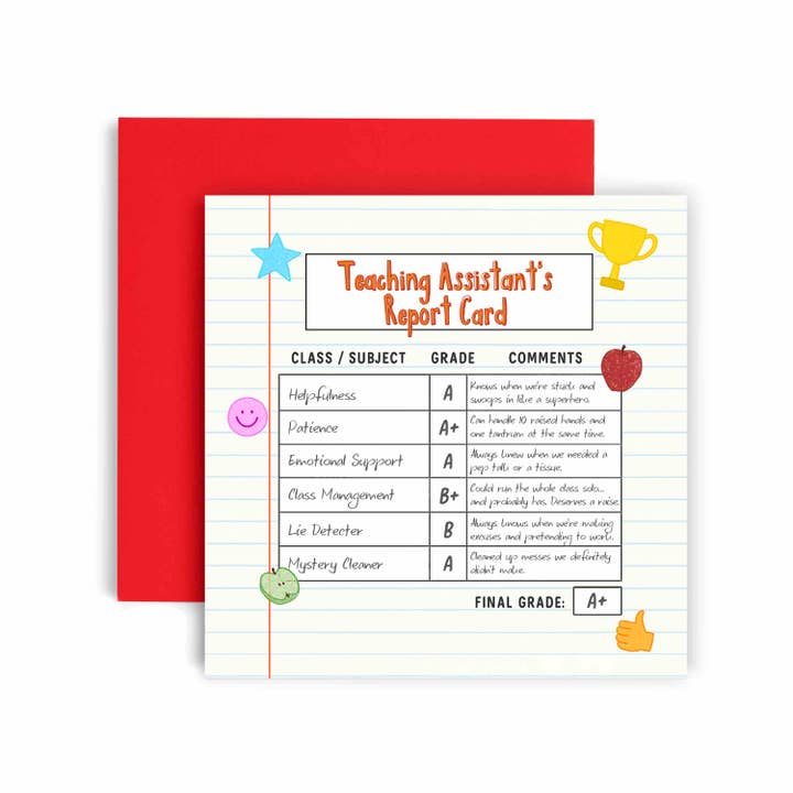 Huxters – wholesale Teacher/back-to-school card – Teacher Report Card Funny Teacher Thank You Card1