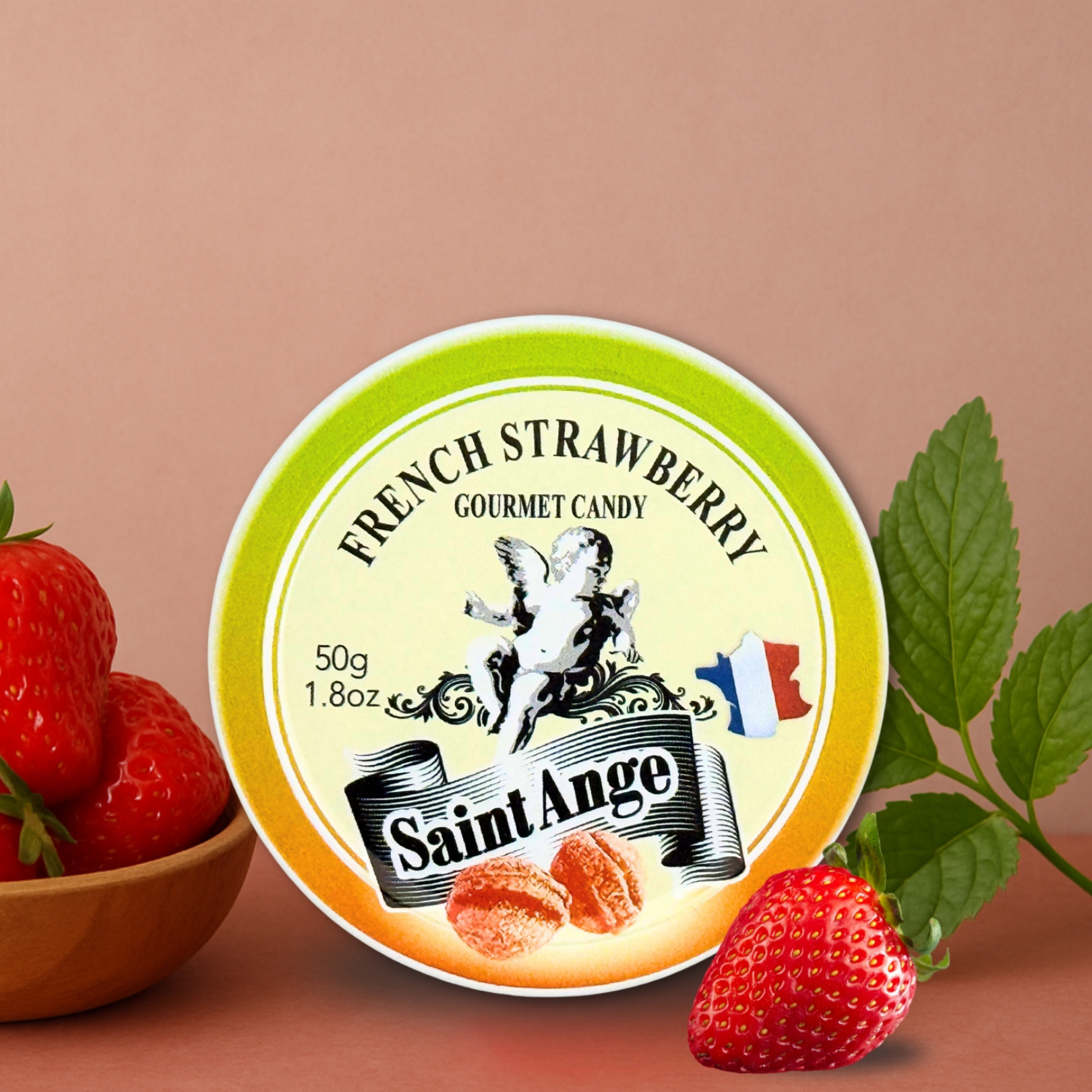 Bonbon USA France - Wholesale Hard Candy - Saint Ange Strawberry - French Gourmet Natural Candy Tin5