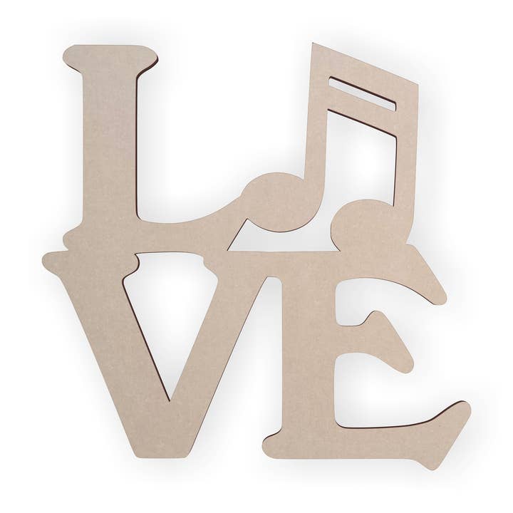 Decorazione «Love Music» a forma di legno, decorazione musicale, ritaglio in legno per la vendita all'ingrosso da parte di Jess and Jessica
