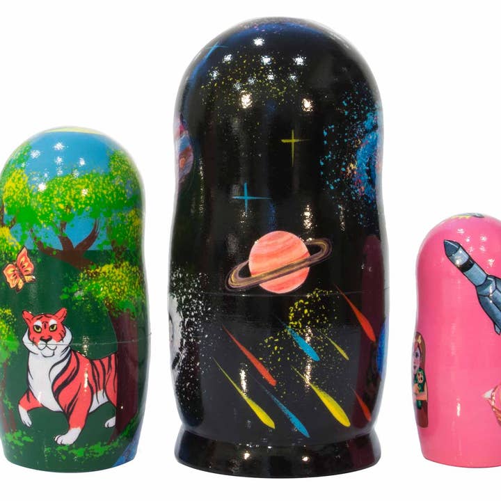Golden Cockerel - Wholesale Doll - Kids - Montessori Cosmic Trio Nesting Doll 3pc./ 4"