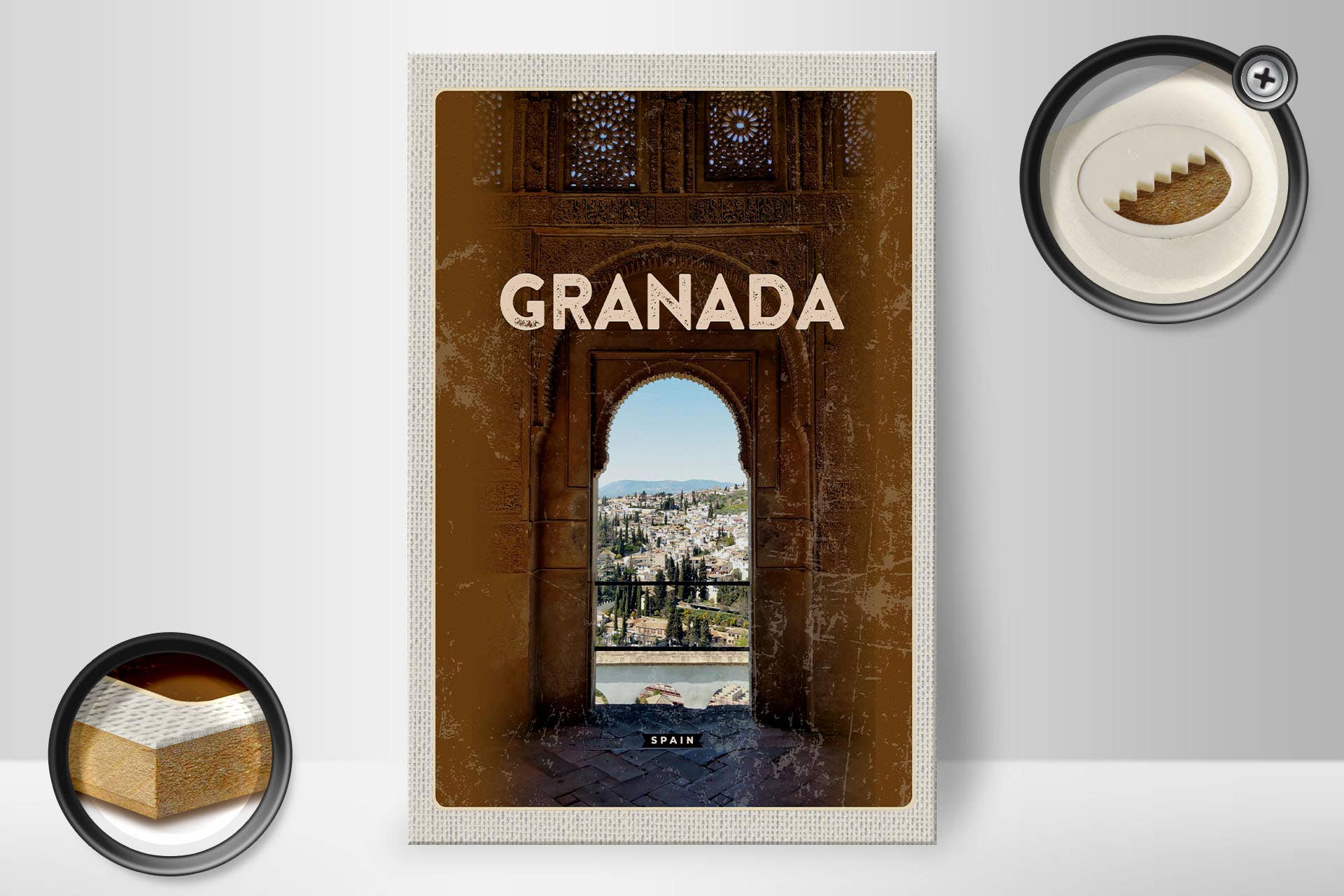 Femer - Wholesale Sign - 20x30cm Retro Granada Spain Architecture Wooden Travel Sign1