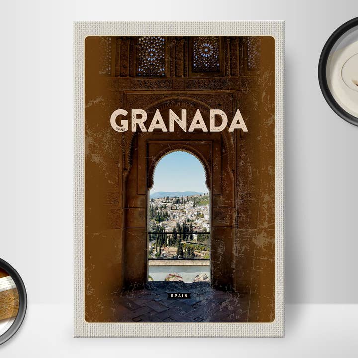 Femer - Wholesale Sign - 20x30cm Retro Granada Spain Architecture Wooden Travel Sign1