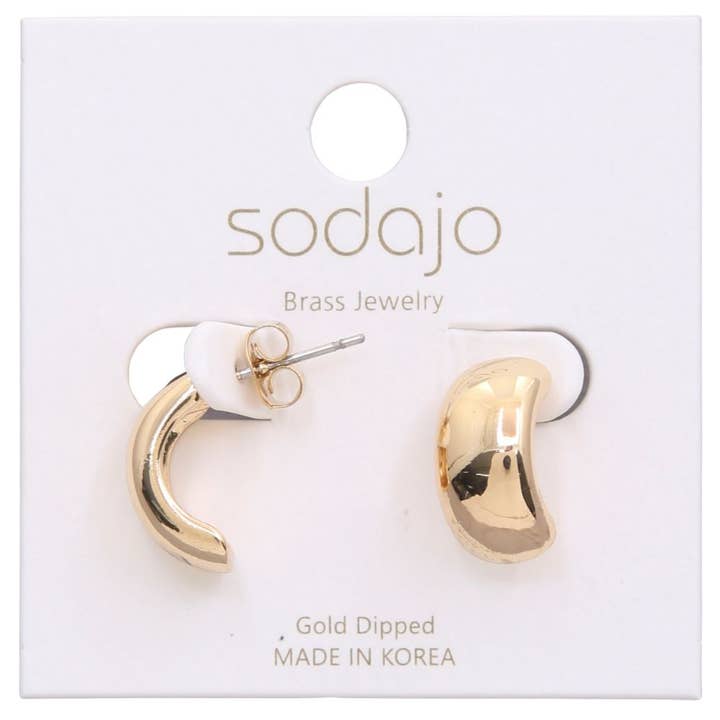 SODAJO CURVE METAL GOLD DIPPED EARRING, 97625 E for wholesale by JOIA ACCESSORIES