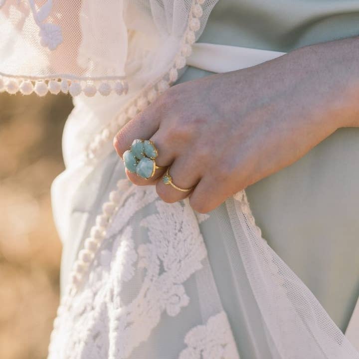 ACUS - Wholesale Cocktail/Statement Ring - Gaudí Mosaic Ring 6 Stones Amazonite Aqua Green1