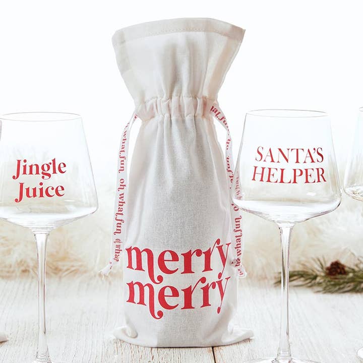 Face to Face Wine Bag - Merry Merry for wholesale by Santa Barbara Design Studio by Creative Brands