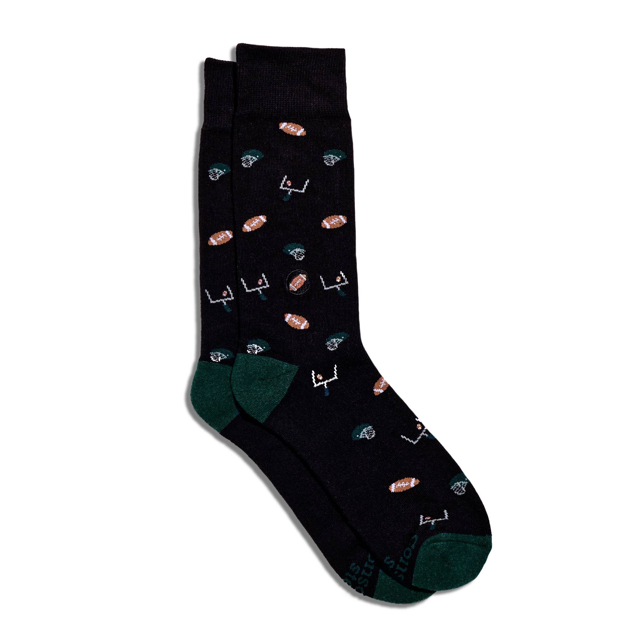 Conscious Step - Wholesale Socks - Unisex - Socks that Support Youth Sports (Black Footballs)0