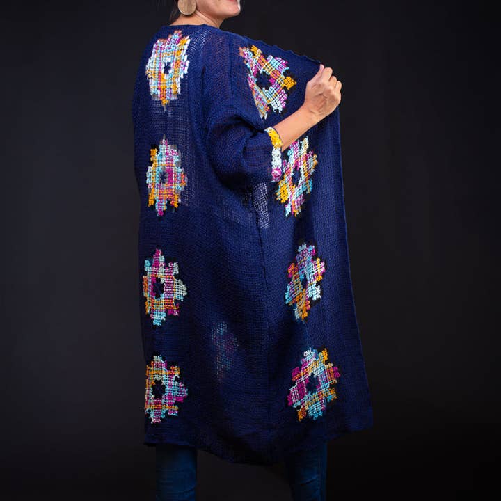 Rosas, casaco de filé bordado por atacado de vireChic