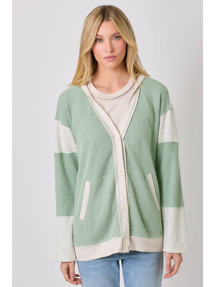 Mystree - Wholesale Cardigan - Women's - 60553 Color Block Hoodie Cardigan2