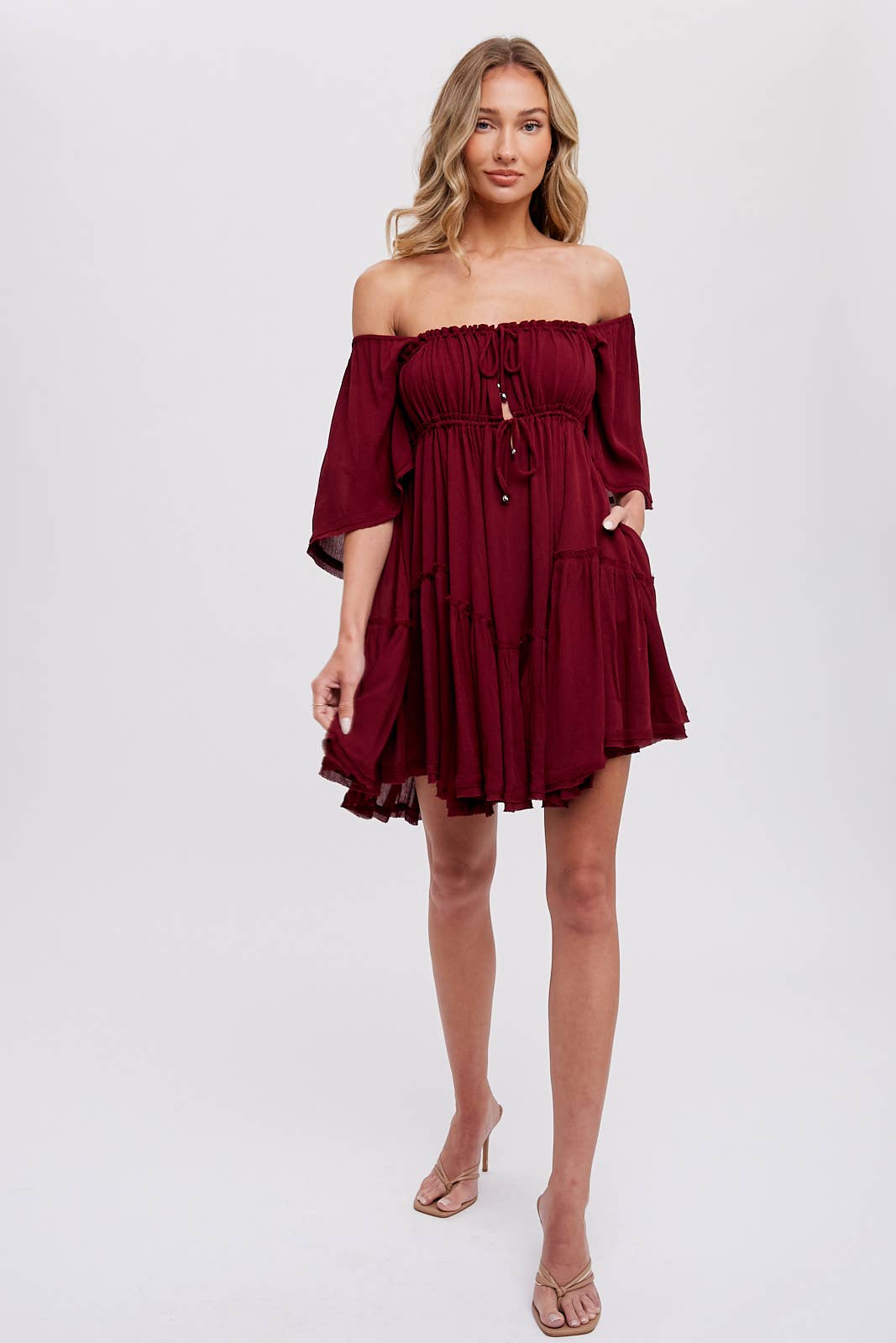 Bluivy - Wholesale Dress - Women's - RUFFLE HEM  RUCHED MINI DRESS10