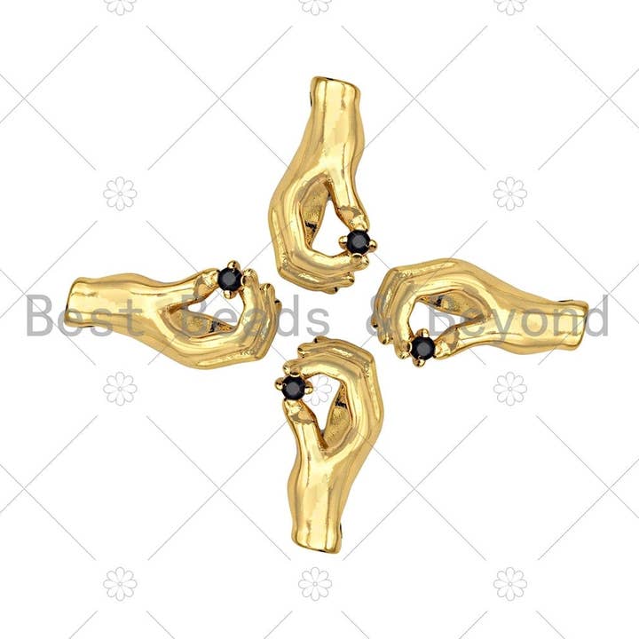 Mão de pavimento micro cz com pingente/charme em forma de diamante preto, pingente de mão de zircônia cúbica, pingente de charme de pulseira de colar, 8x18mm, sku #Z1272 por atacado de BestBeads&Beyond