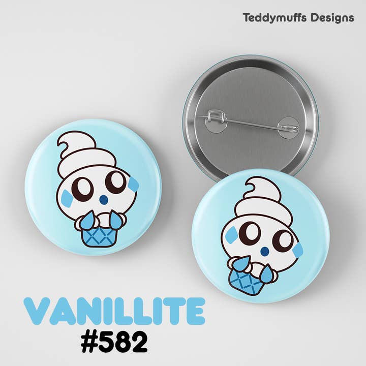 Vanillite Button Pin | Pokemon | Pokémon for wholesale by Teddymuffs Designs