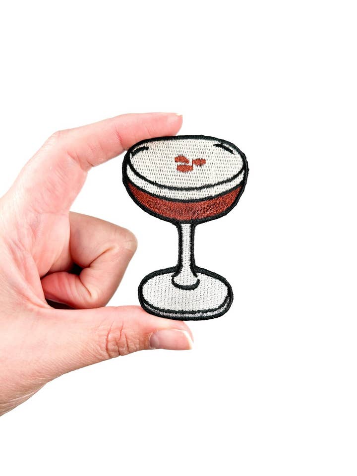 Espresso Martini Embroidered Iron-On Patch Cocktail Lover for wholesale by Field Trip Threads