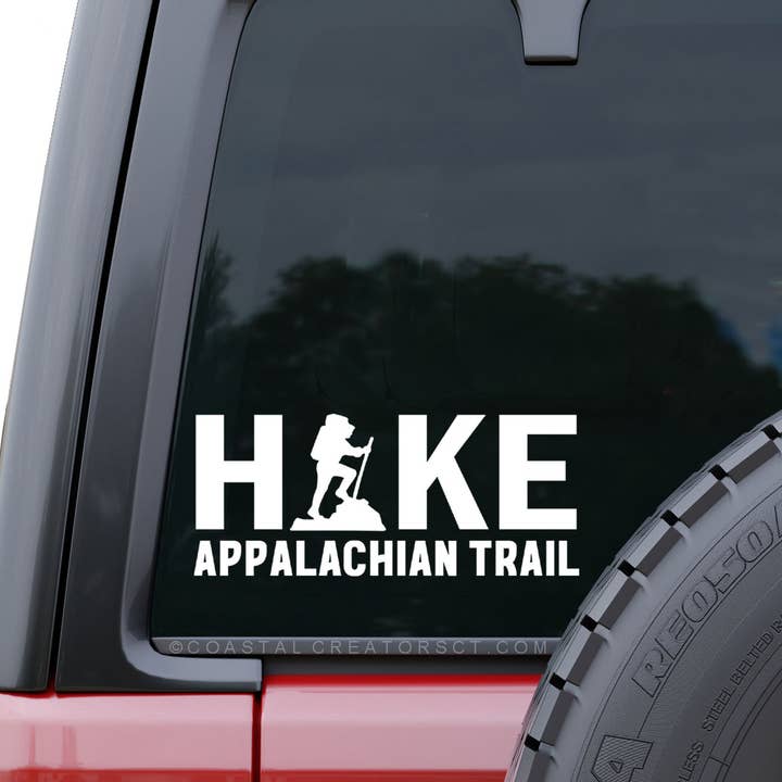Hike Appalachian Trail White Car Window Decal (Packaged) for wholesale by Coastal Creators of Connecticut