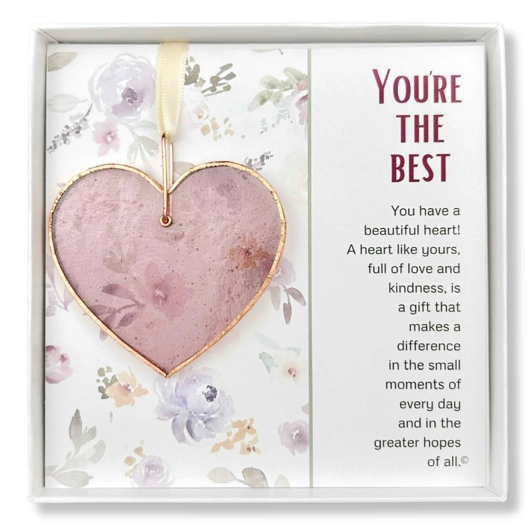 The Grandparent Gift Co. Inc. - Wholesale Ornament - You're the Best: Handmade Stained Glass Heart 78241
