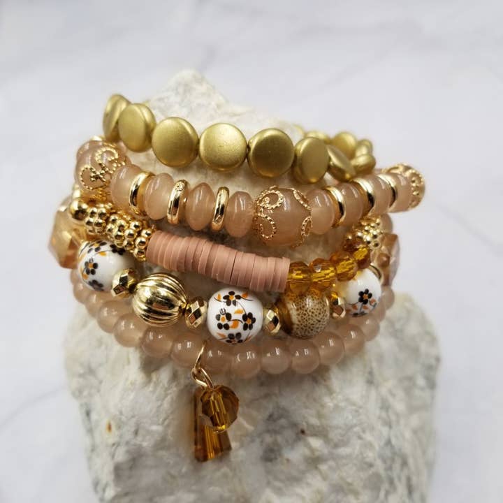 The Pretty Jewellery - Wholesale Jewelry Set - Mixed Glass Multibeads Stretch Bracelet