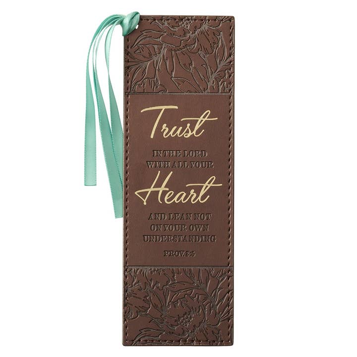Bookmark Faux Leather Brown Trust in the Lord Prov. 3:5 for wholesale by Christian Art Gifts