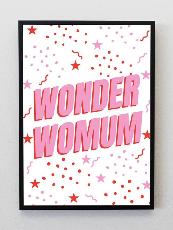 Wonder Womum Día de la Madre A5, Wall Art | impresión tipográfica para venta al por mayor de Dottie Wombat