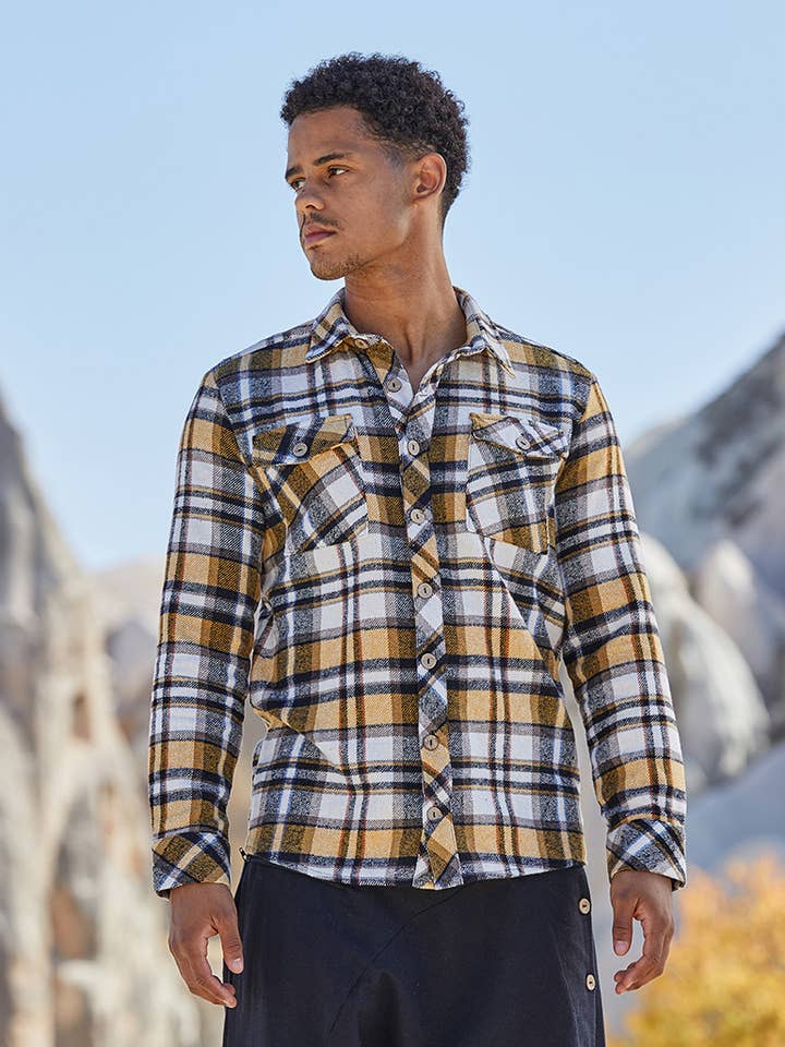 Men's Lumberjack Shirt Yellow for wholesale by BohoClandestino