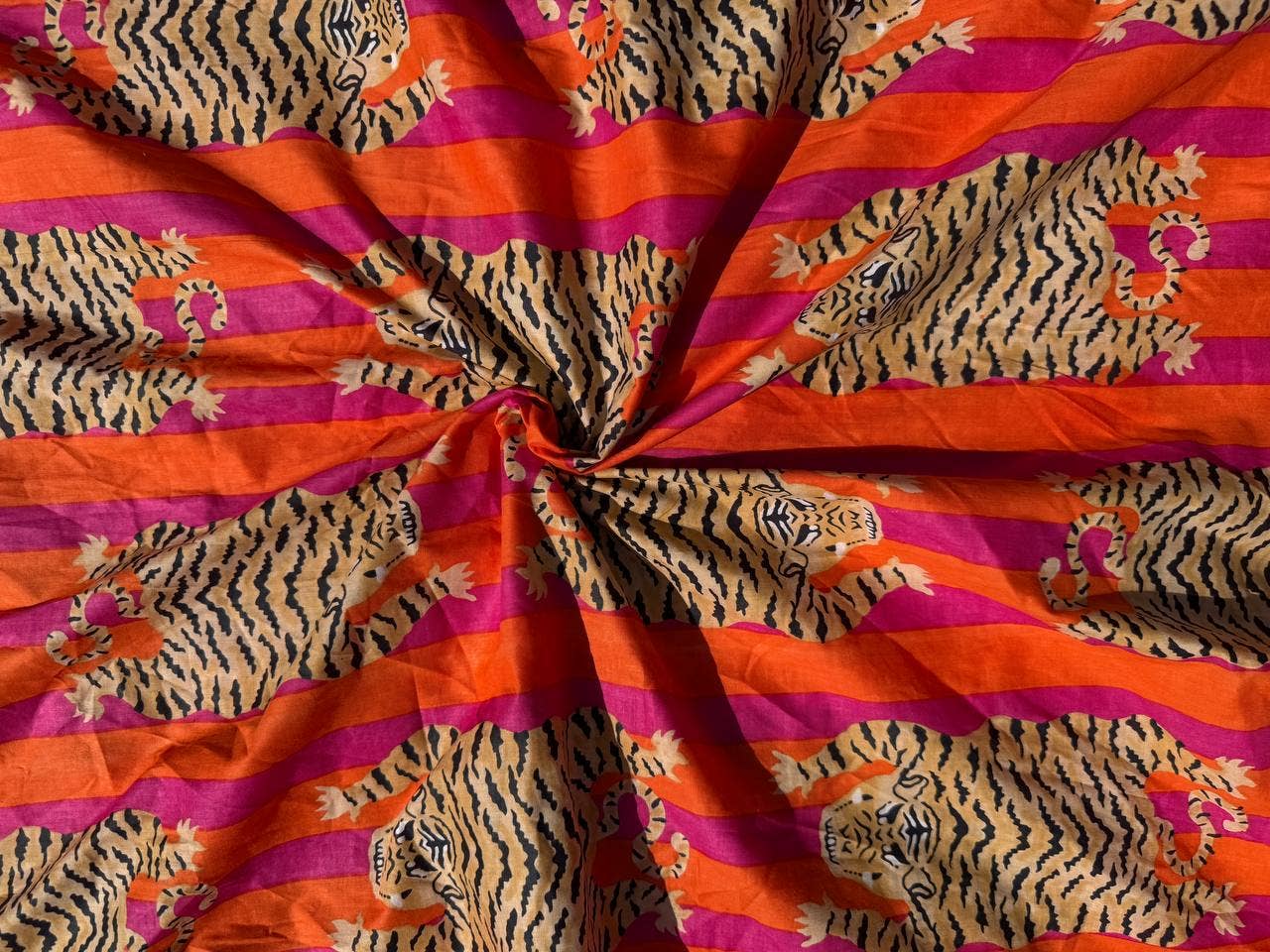 bhavnas boutique - Wholesale Fabric Paint - Tiger Print Dressmaking Fabric Cotton Fabric Women Clothing0