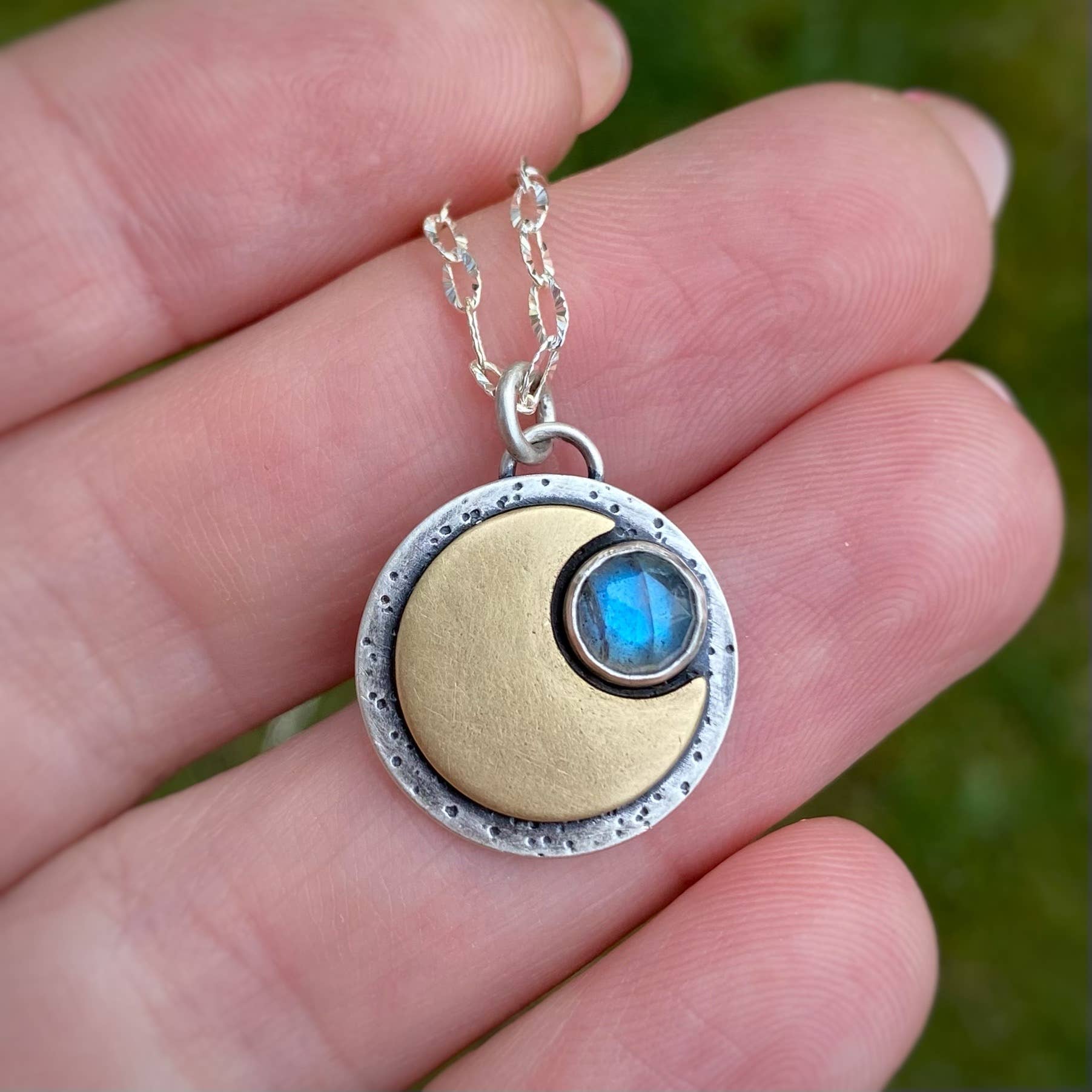 Blue and Blue - Wholesale Pendant/Charm Necklace - Mini Moon Necklace - Labradorite2