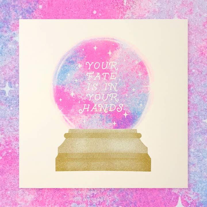 Crystal Ball Risograph Art Print for wholesale by Wildkat Studio