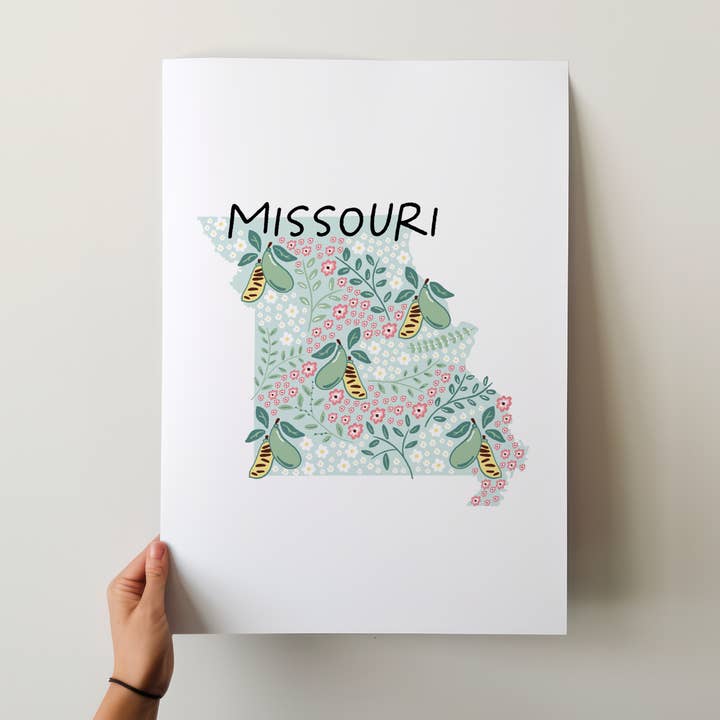 Stampa d'arte del Missouri - Collezione 50 States per la vendita all'ingrosso da parte di Fox Burrow Designs