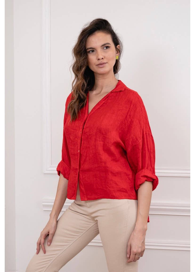 LINEN & COTTON HOUSE - Vente Chemise à col boutonné – femme - CHEMISE EN LIN. 48902 NINA54