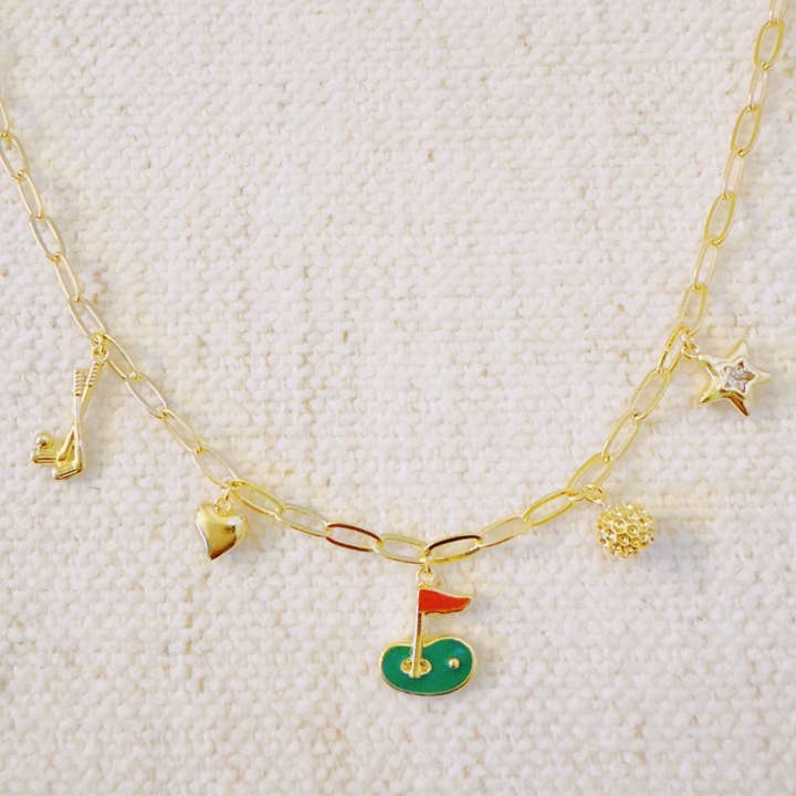 Golf Day Charm Necklace – Playful Gold Chain with Golf-Inspired Charms for wholesale by Ellison+Young