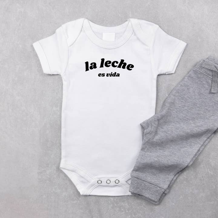 White Milk is Life Organic Cotton Onesie for wholesale on Faire