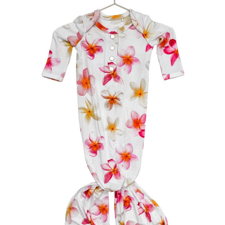 Plumeria Newborn Knotted Gown for wholesale by Florida Kid Co.