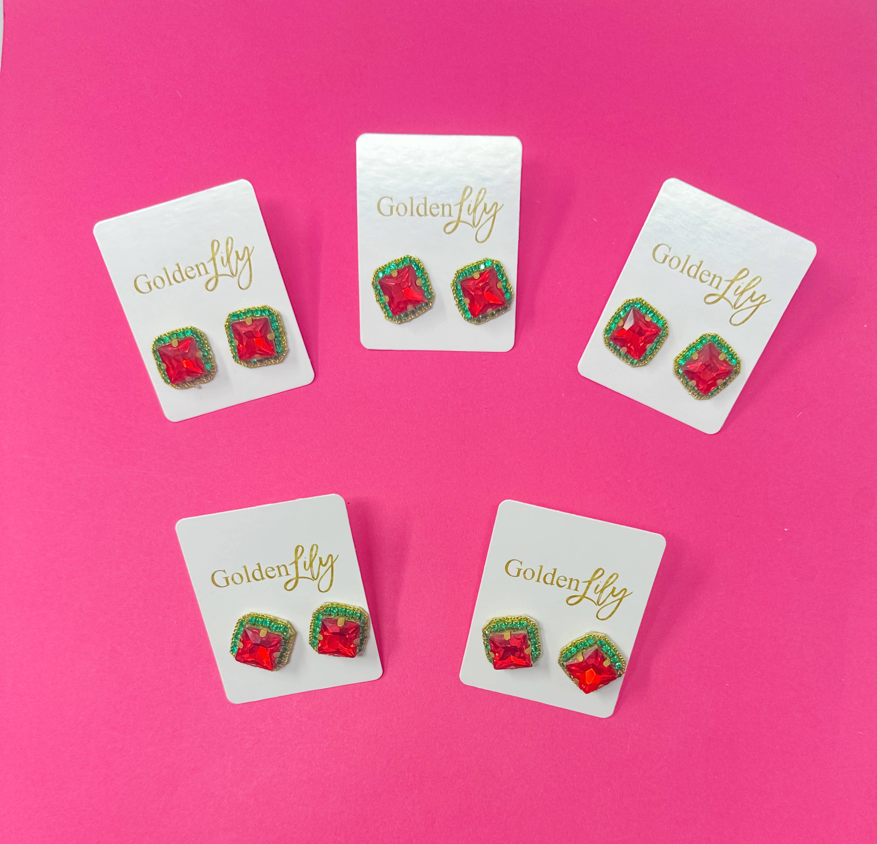 Golden Lily - Wholesale Stud/Post Earrings - Christmas Rhinestone Stud Earrings1