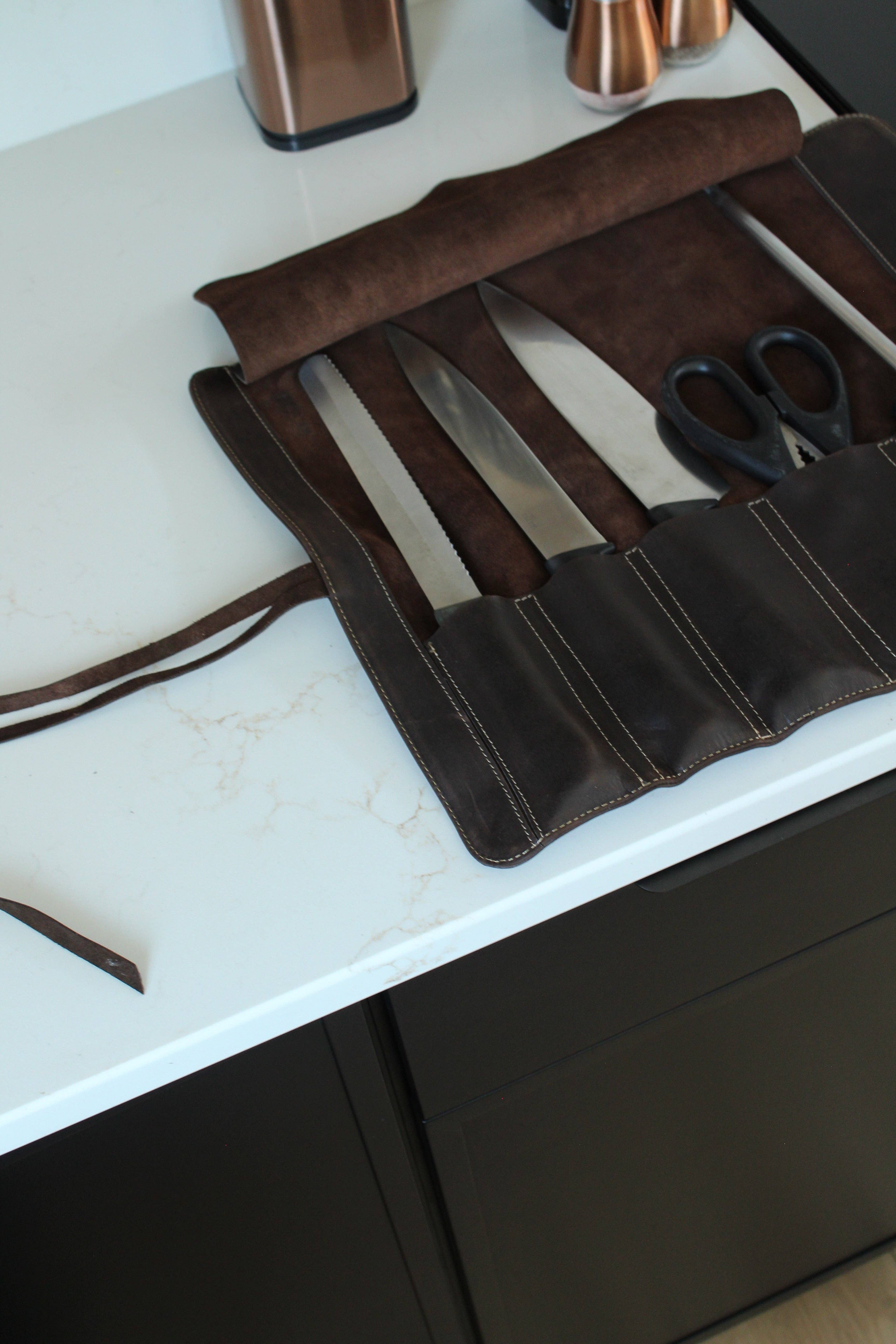 Green Leather Knife Roll for wholesale on Faire2