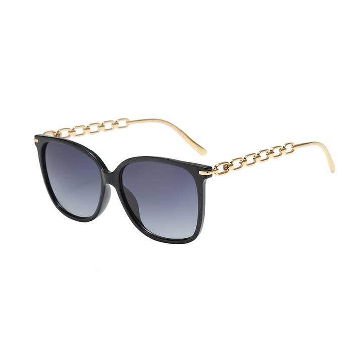 Prime Opticals - Wholesale Sunglasses - Women's - F3010, Fashionable Sunglasses with Gold Color Chain Arms2
