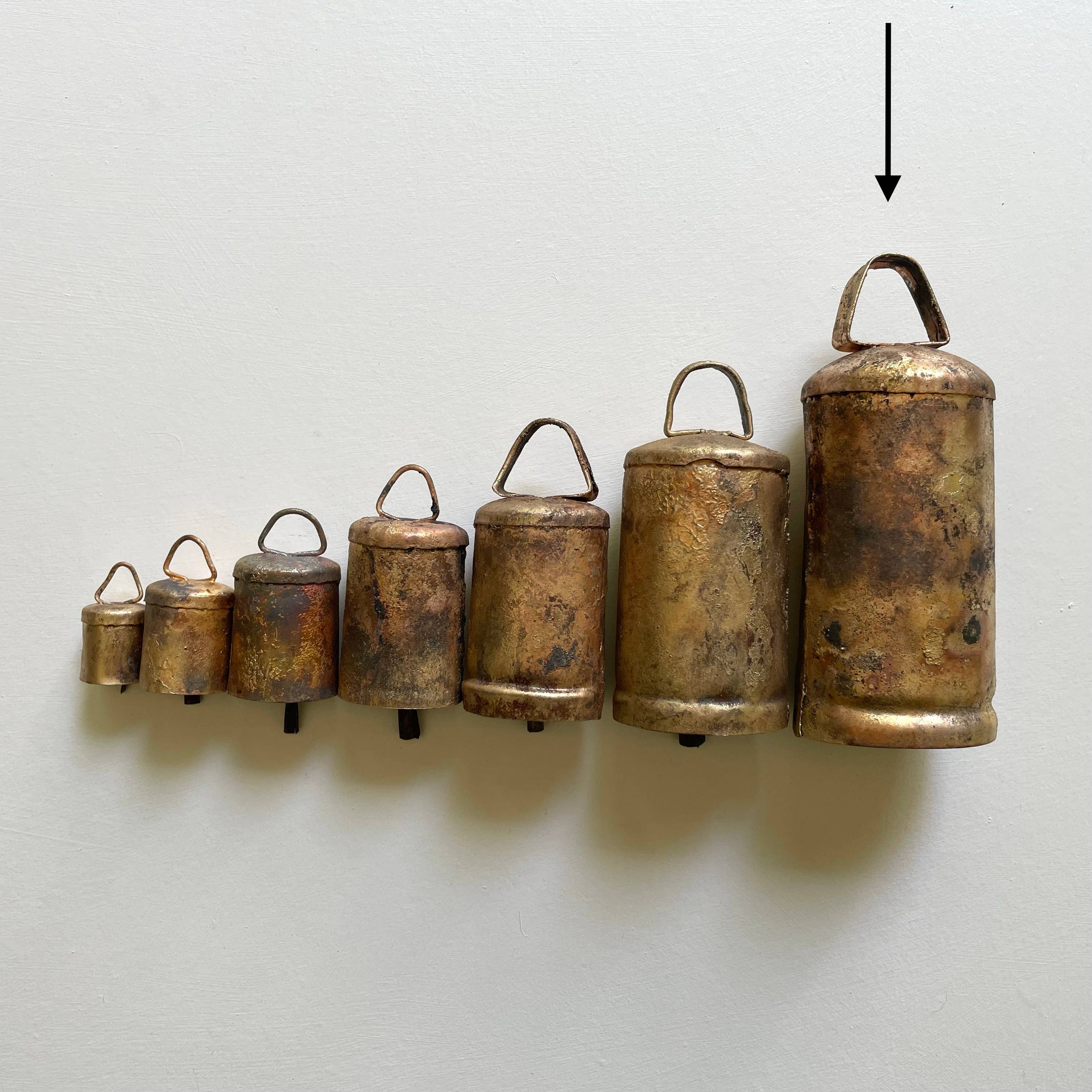 fort & field - Wholesale Bell - 5 1/4" flat top tin brass finish holiday Christmas bell4