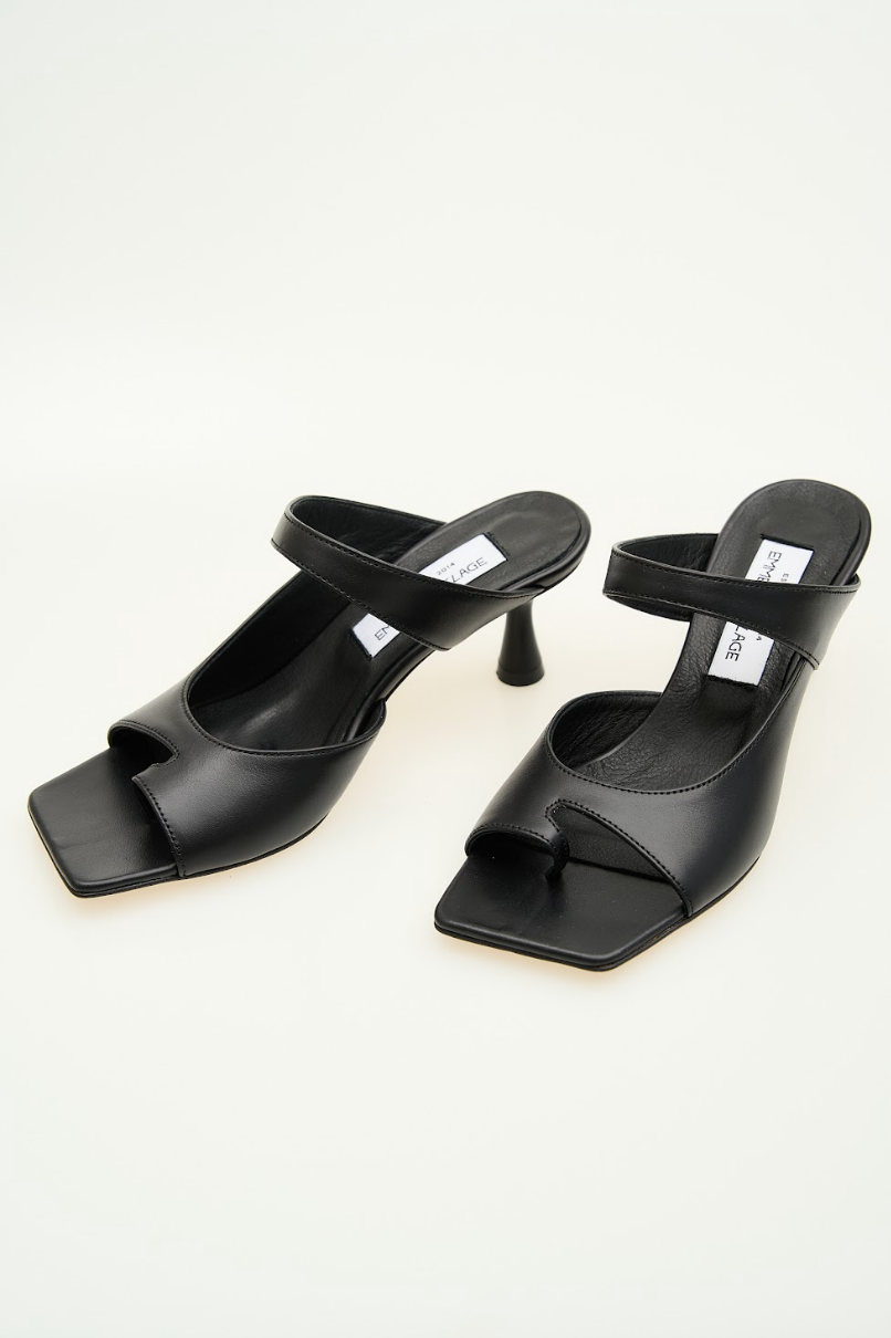 Nenya Fashion Limited – wholesale High heels – Women’s – Heeled Strappy Mid Sandal Heeled Mules In Blackules Michelle9