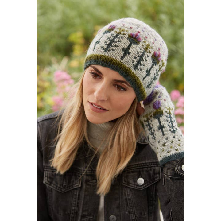 One Colour Scottish Thistle Knit Beanie Grey Wool Floral Hat for wholesale on Faire3