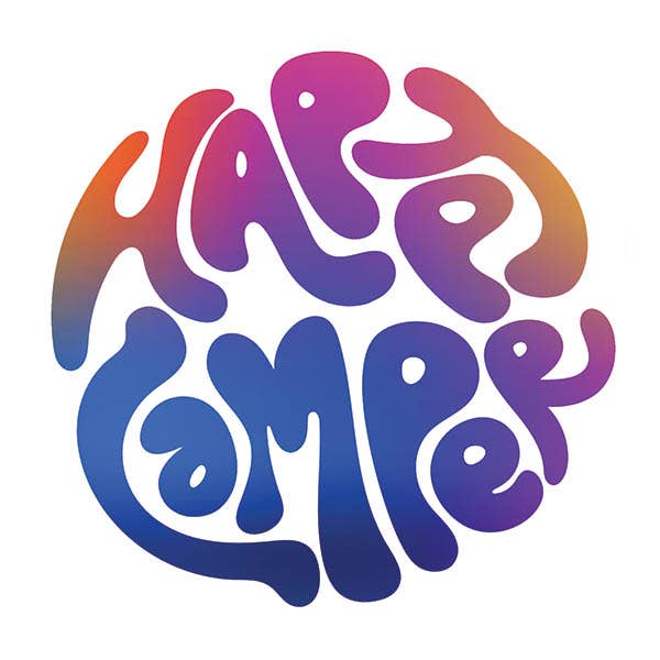 Retro Happy Camper Sticker for wholesale by Avery Color Studios, Inc.