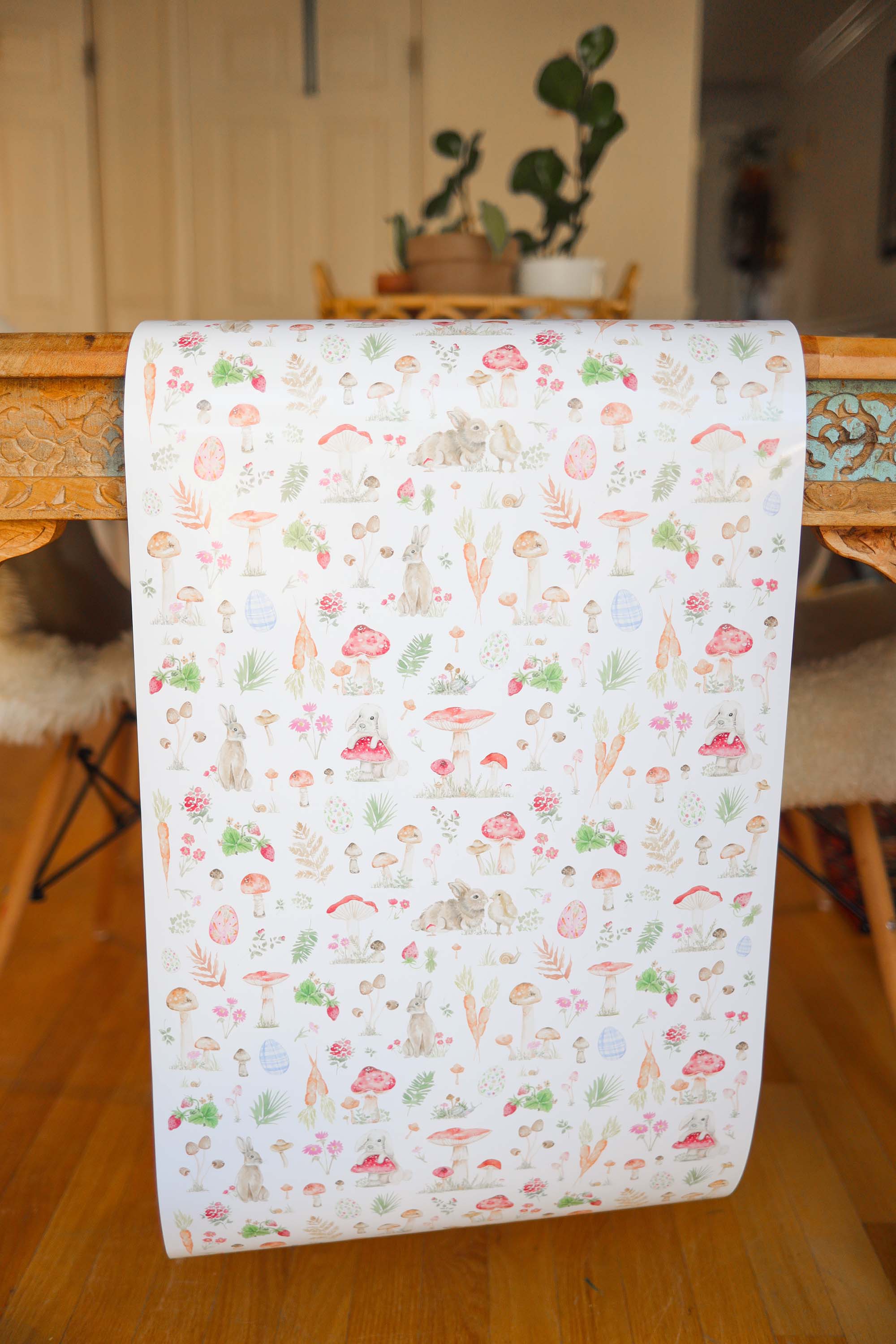 Stephanie Tara Stationery – Engroshandel Engangsbordløber – bordløber -akvarel påske kaniner og svampe print6