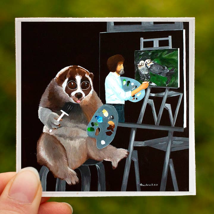 Slow Loris Otters Vinyl Sticker for wholesale by MeerCatArt