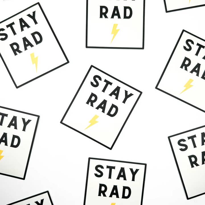 Field Trip Threads - Wholesale Sticker - Stay Rad Sticker | Black & White Lightning Bolt Decal 2