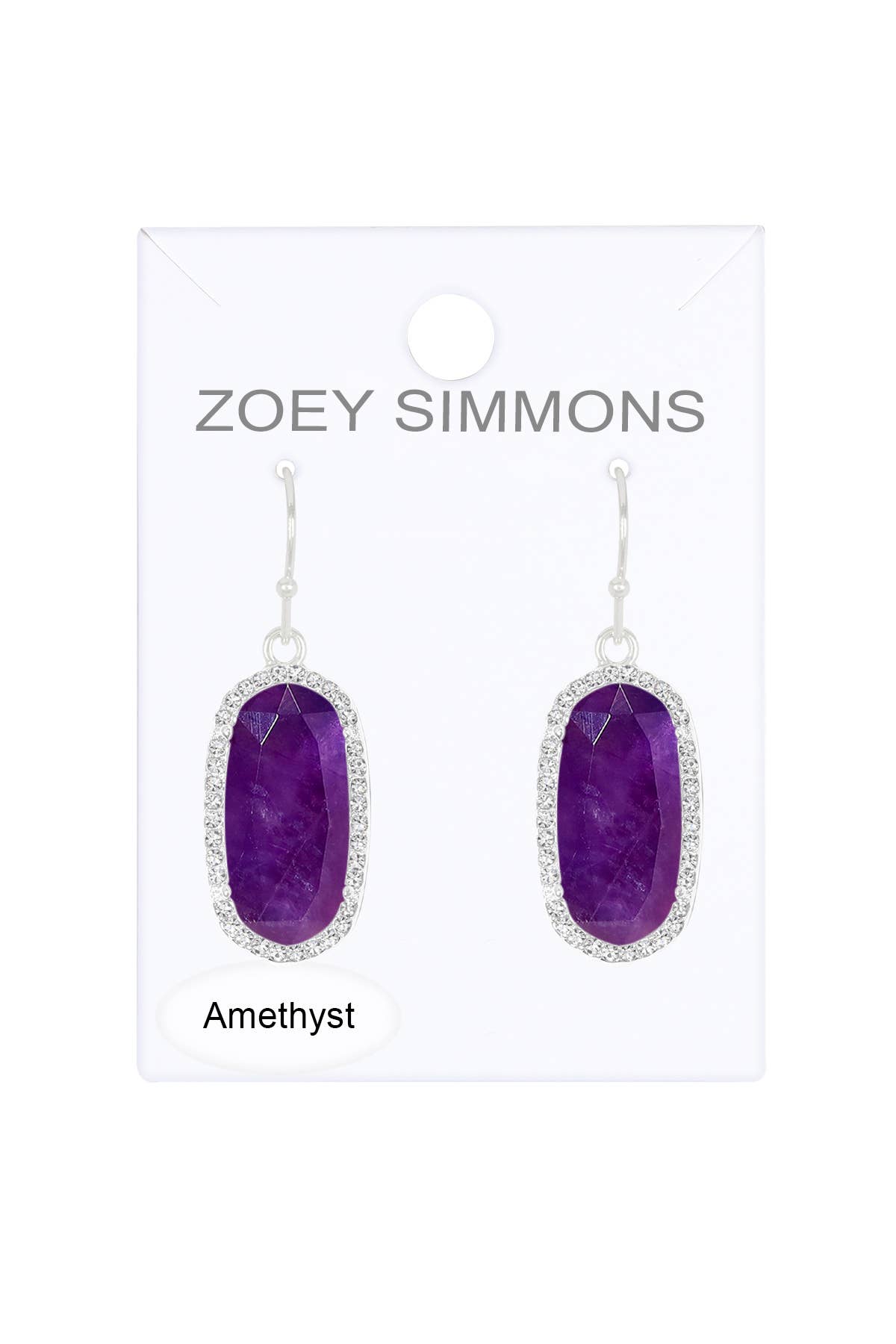 Zoey Simmons – Brincos de argola por atacado – Brincos Amethyst Halo Drop - SF1