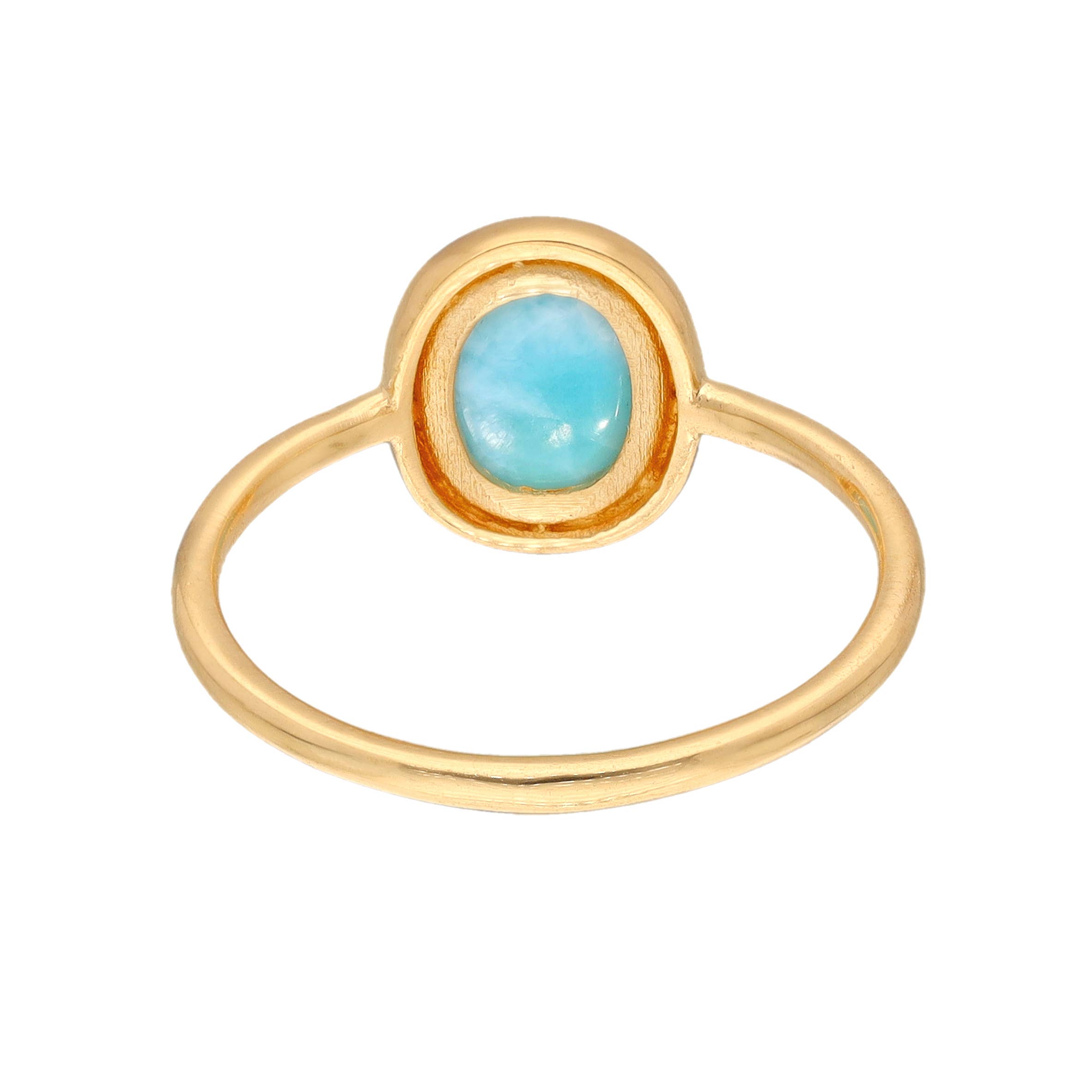 Tiramisu - Wholesale Single Stone/Solitaire Ring - Gold Plated Over Silver Larimar Solitaire Rings4