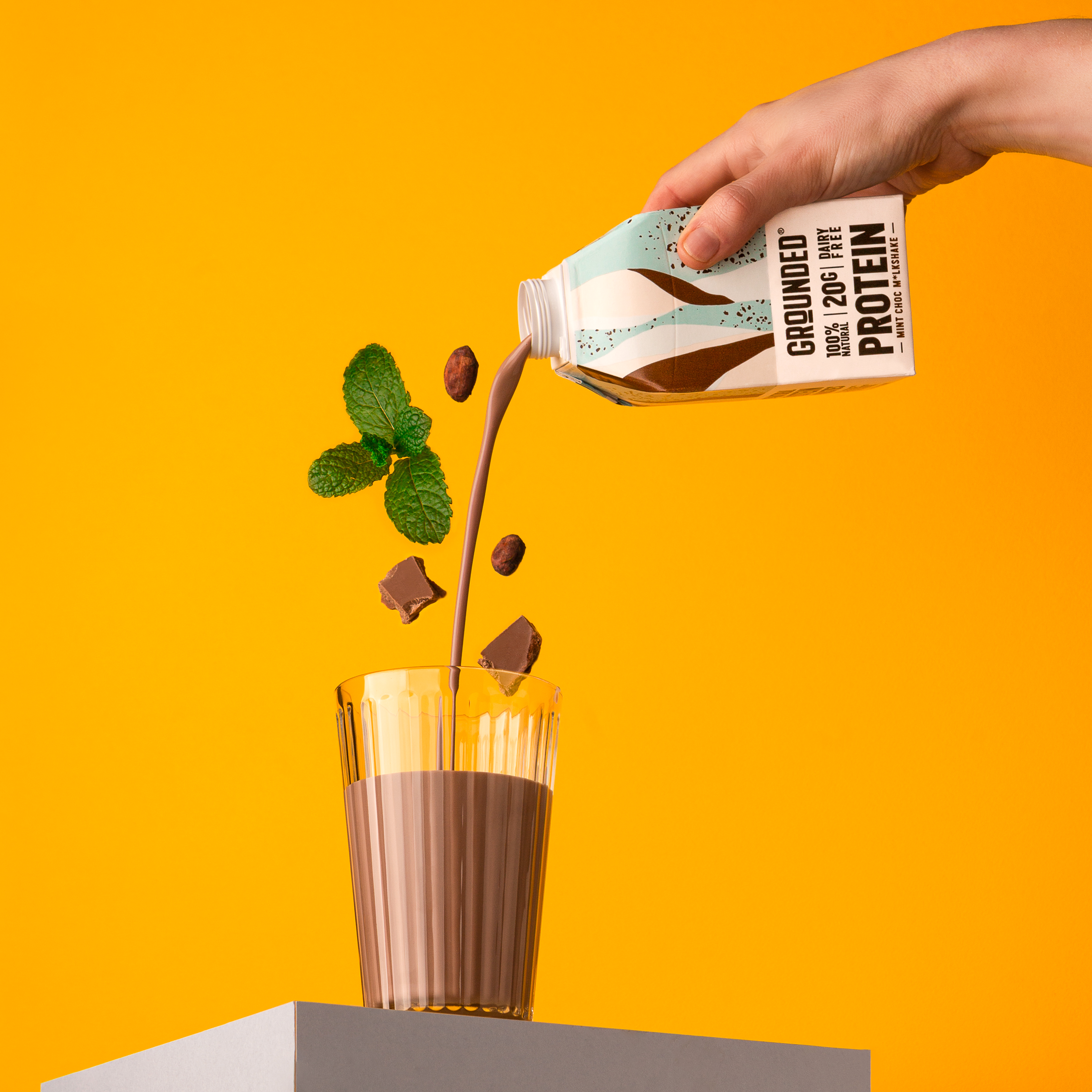 Grounded Drinks – Engroshandel Protein-/superfoodpulver – GROUNDED Mint Choc proteinmilkshake. Vegansk, 20 g protein.6