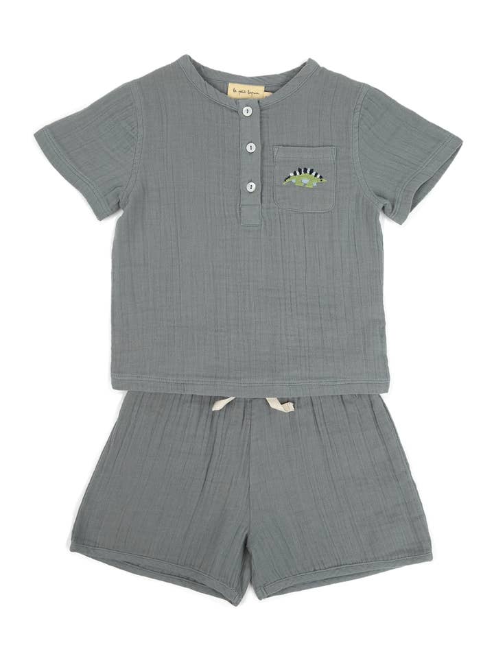 Cayden | Set de muselina ecológica Petit Dino | Fog para venta al por mayor de Lepela